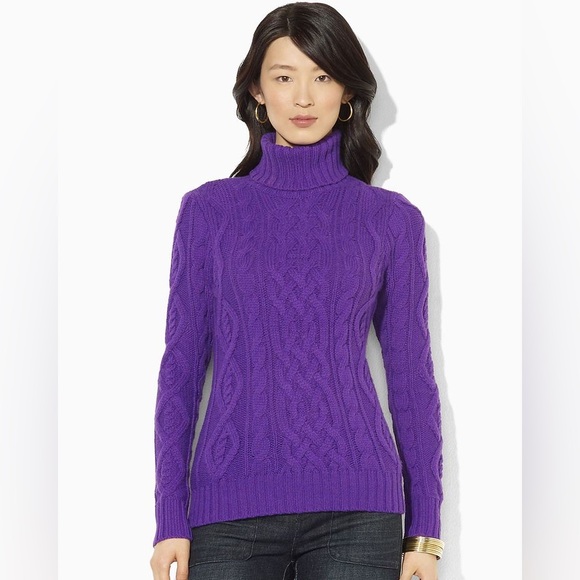 Lauren Ralph Lauren Cable-Knit wool blend classic Turtleneck Sweater XL - Picture 1 of 7